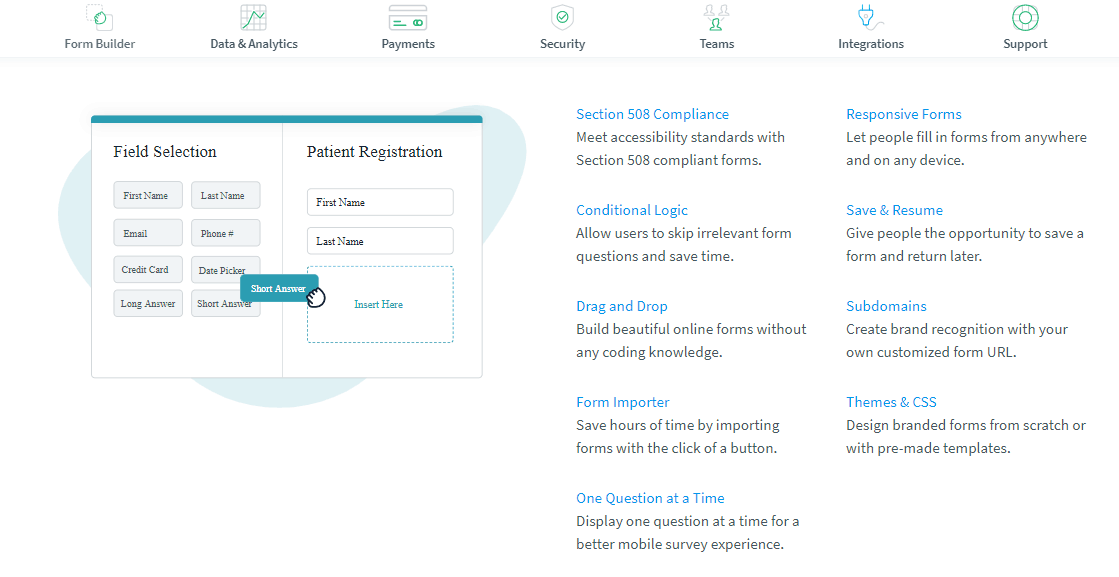 Formstack screenshot - Features